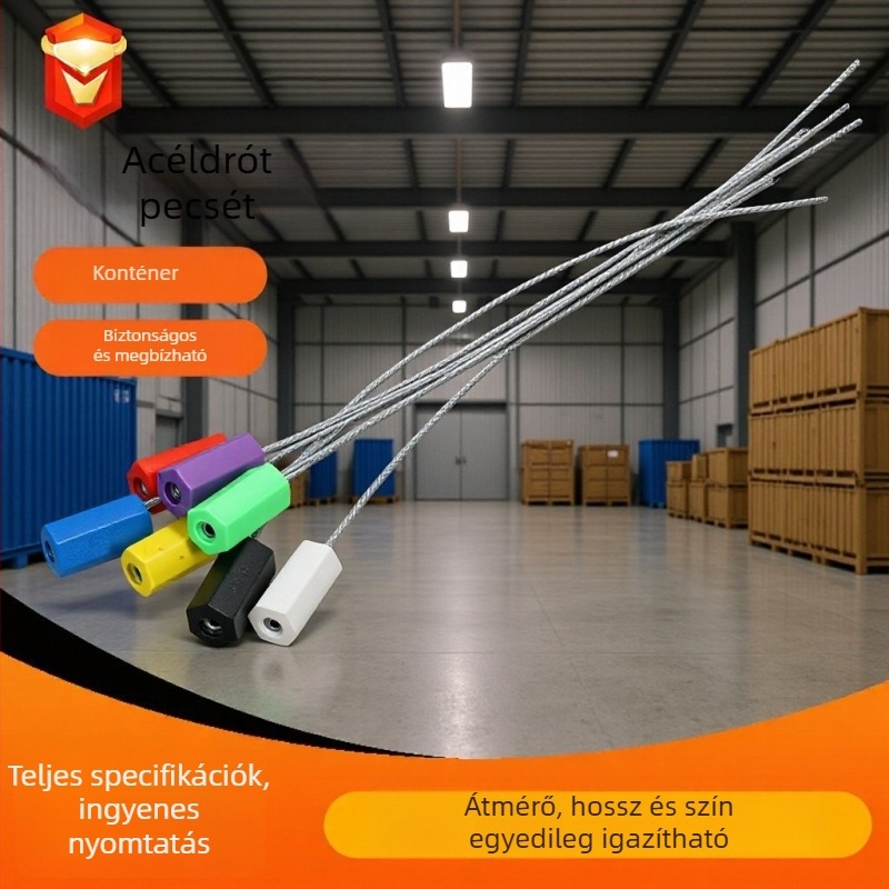 Egyszer használatos vámzár konténerekhez acélsodronnyal, galvanizált acél + ABS ház, ingyenes nyomtatás, logisztikához