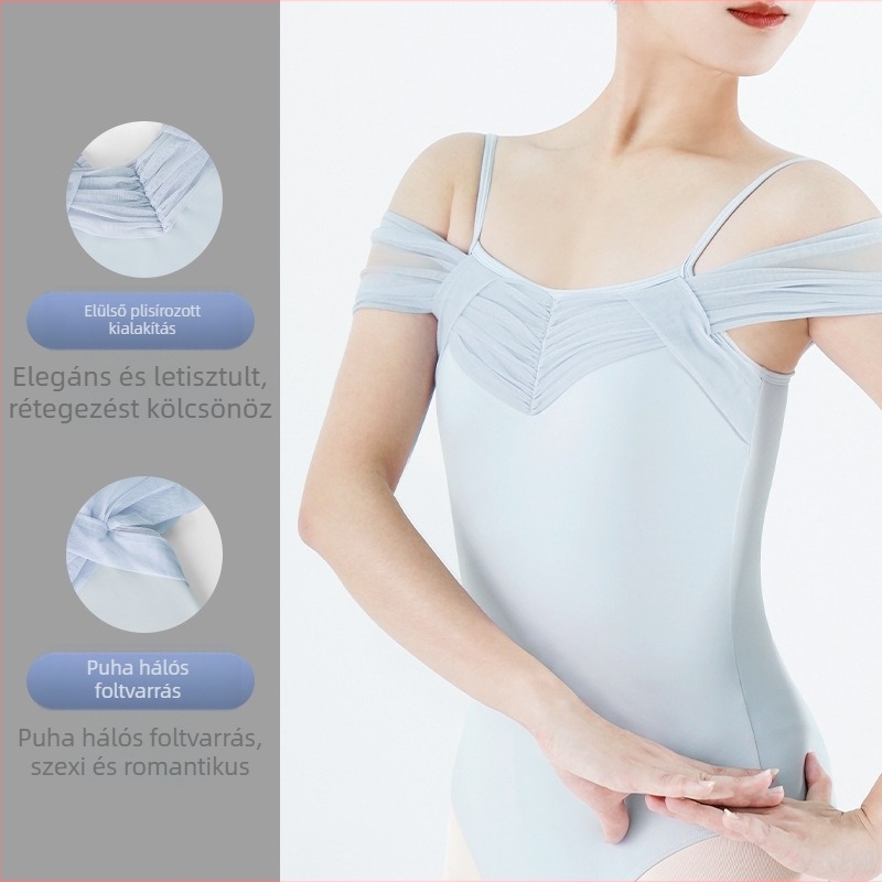 Felnőtt balettbody, egyrészes, rövid ujjú, Nylon/Poliamid 75%, bélés viszkóz 10%