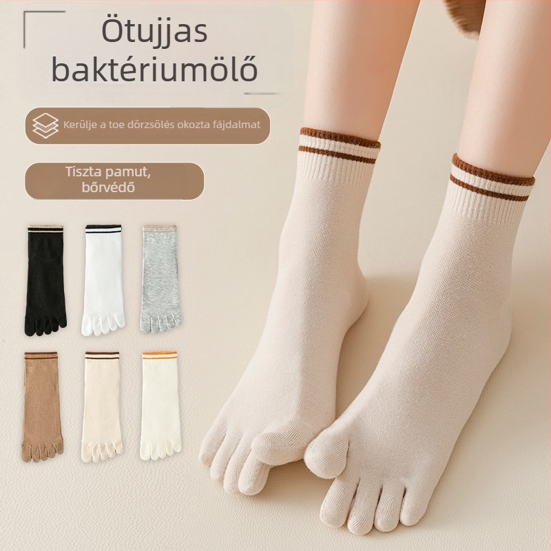 Női ötujjú zokni középmagas hosszúságú — antibakteriális, nedvszívó, szagtalanító; Mintázat: egyszínű; Anyag: pamut 50–70%; Szövés: egynyomó tű; Cérnaszám: 200N