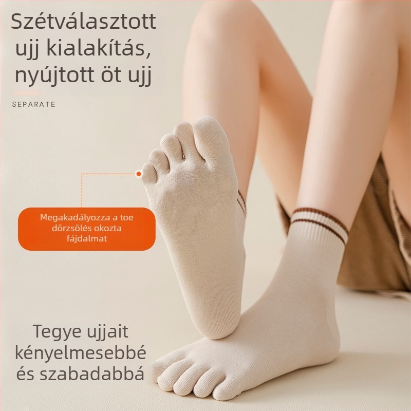 Női ötujjú zokni középmagas hosszúságú — antibakteriális, nedvszívó, szagtalanító; Mintázat: egyszínű; Anyag: pamut 50–70%; Szövés: egynyomó tű; Cérnaszám: 200N