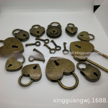 Antik stílusú poggyász zár, cink anyagú ipari zár, szív alakú emlékzár, Xingguang Sheng