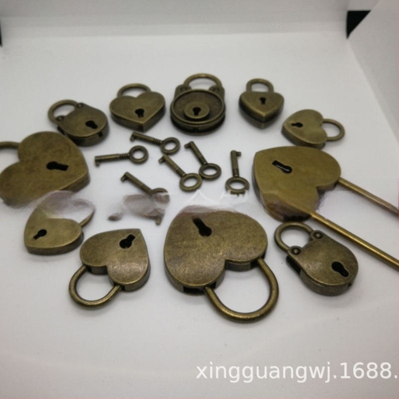 Antik stílusú poggyász zár, cink anyagú ipari zár, szív alakú emlékzár, Xingguang Sheng