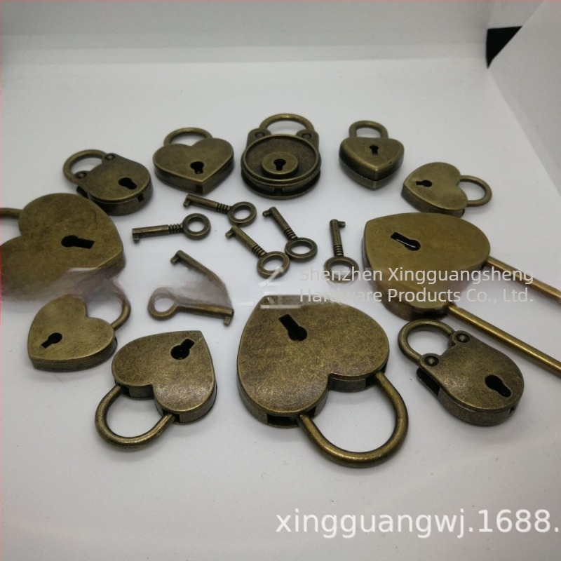 Antik stílusú poggyász zár, cink anyagú ipari zár, szív alakú emlékzár, Xingguang Sheng