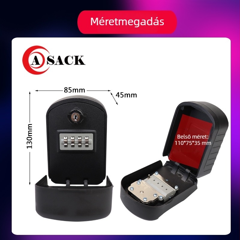 ASACK G11 Számkódos kulcstartó doboz — alumínium ötvözet, szerelés nélkül, dupla nyitás