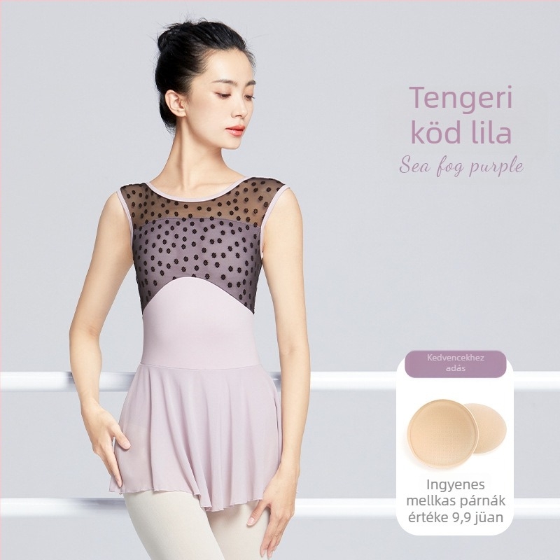 Flórás nylon balett gyakorló bodysuit felnőtt nőknek – modern táncruha (75% nylon)