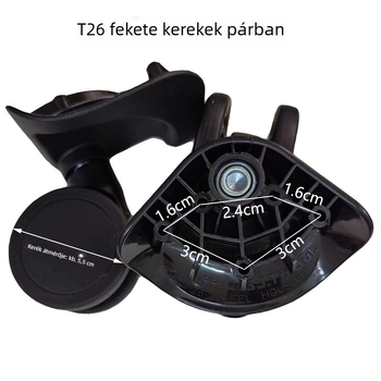 T26 360° forgó bőrönd kerék SJTOBOL – cserealkatrész, műanyag, 2023 tavasz