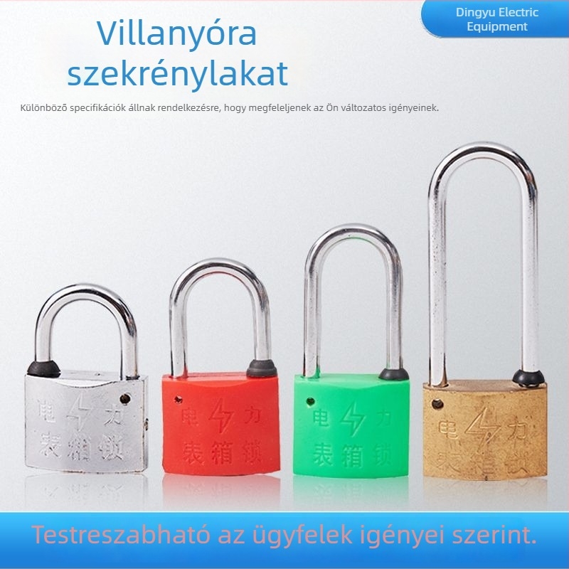 Mérőóra-szekrény zár műanyag- és acéltesttel, univerzális kulccsal, vízálló elosztó dobozokhoz