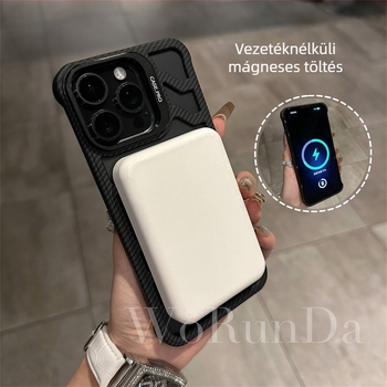 iPhone 11–14 sorozat telefon tok, keret nélküli dizájn, matt PC felület, mágneses tartó, ütésálló