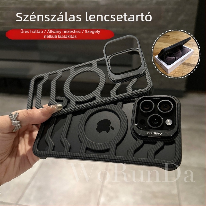 iPhone 11–14 sorozat telefon tok, keret nélküli dizájn, matt PC felület, mágneses tartó, ütésálló