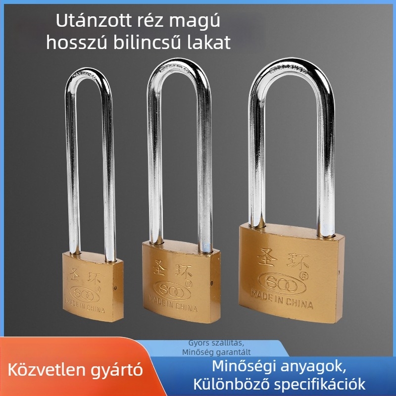 Utánzat rézmagú hosszú lakat otthoni használatra, szekrényekhez és kollégiumi használatra, egyenes kulccsal
