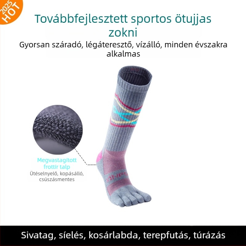 XINPOR Ötujjú zoknik törölközőtalppal, gyors száradás, csúszásmentes, Coolmax anyagú, futáshoz, túrázáshoz, kosárlabdához
