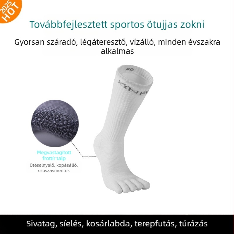 XINPOR Ötujjú zoknik törölközőtalppal, gyors száradás, csúszásmentes, Coolmax anyagú, futáshoz, túrázáshoz, kosárlabdához