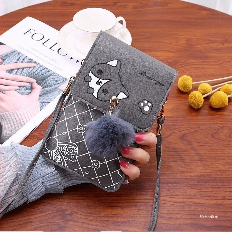 PU bőr telefon táska mágneszáras, függőleges négyzet alakú, telefon rekesz, nőknek