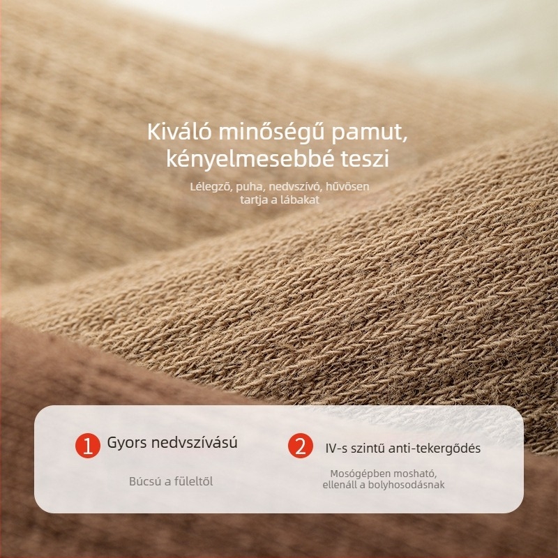 Ötujjas pamut sportzokni férfiaknak, középmagas szárú, nedvességfelszívó