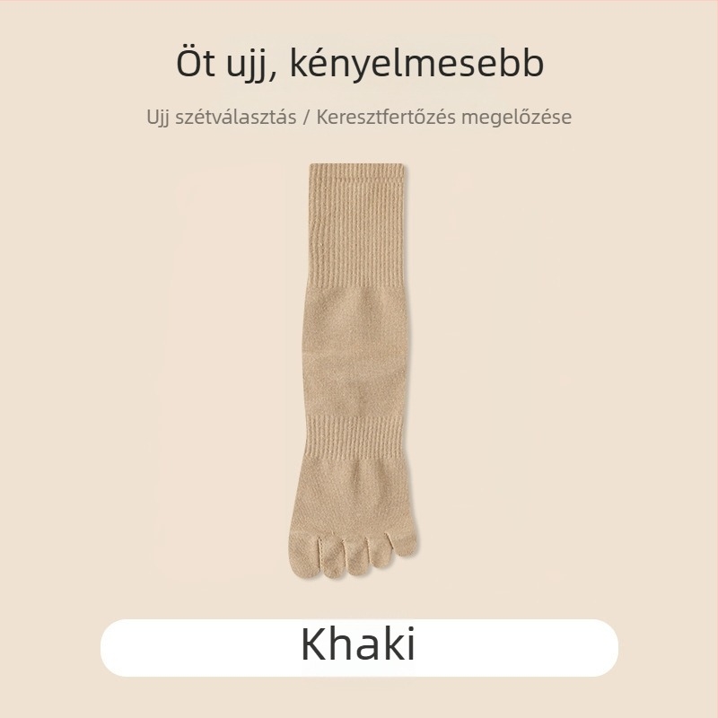 Ötujjas pamut sportzokni férfiaknak, középmagas szárú, nedvességfelszívó