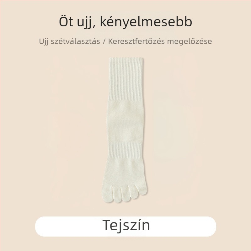 Ötujjas pamut sportzokni férfiaknak, középmagas szárú, nedvességfelszívó