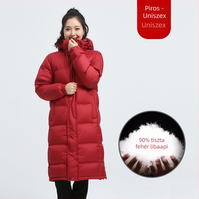 Hosszú téli dzseki kapucnival, töltet gúsi pufi 195-242 g, 800 tolltartalom, poliészter anyag