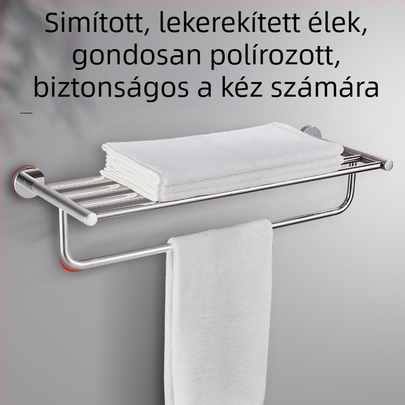 304 rozsdamentes acél törölközőtartó, falra szerelhető, fúrás nélküli, két részes készlet, modern stílus