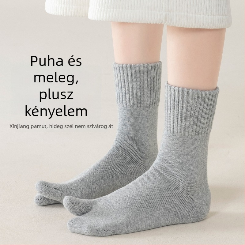 Női kétujjú zokni ősz-télre, fleece belsővel, pamut-keverék, középméretű hossz