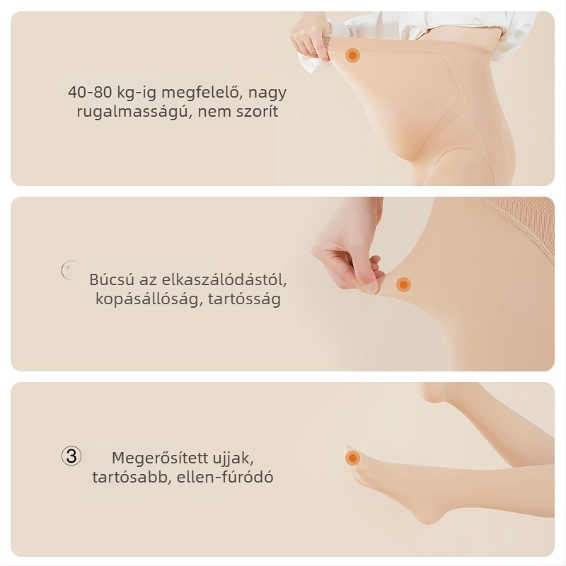 Terhes harisnyanadrág fenékemelés és has-támasz támogatással, vékony négy évszakos, nylon 50–70% + elasztán, 3D mintázat, nude felület