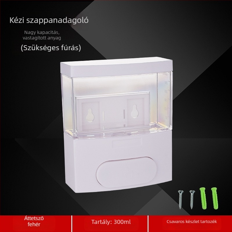 Fali szappanadagoló, ABS műanyagból, kézi nyomású működés, modern dizájn