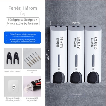 Idas Kézi szappanadagoló kettős fejjel, szállodai fürdőszobába, műanyagból, kézi nyomás, injekciós öntés, modern design