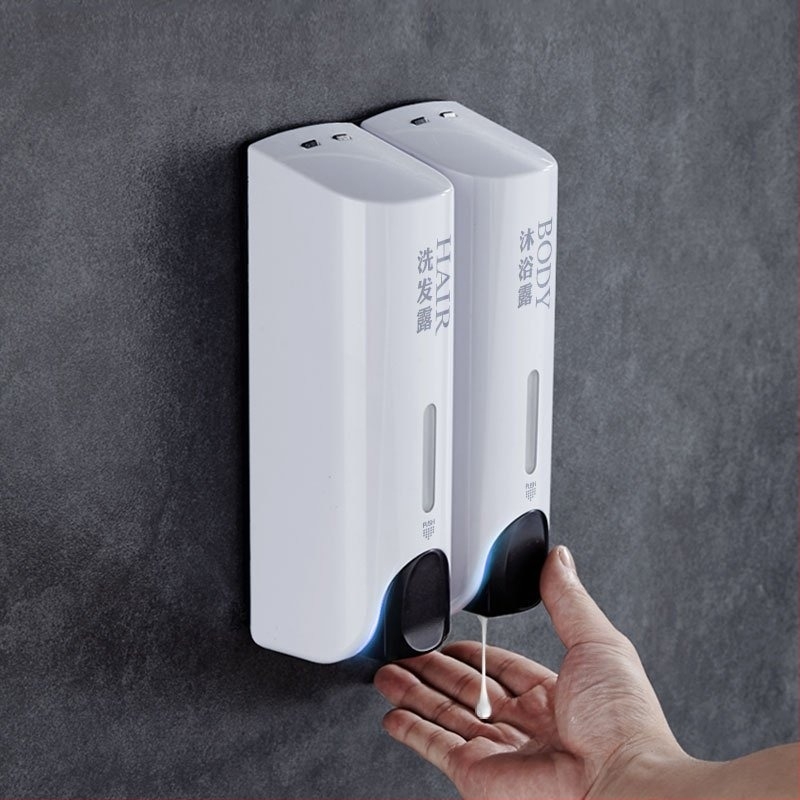 Idas Kézi szappanadagoló kettős fejjel, szállodai fürdőszobába, műanyagból, kézi nyomás, injekciós öntés, modern design