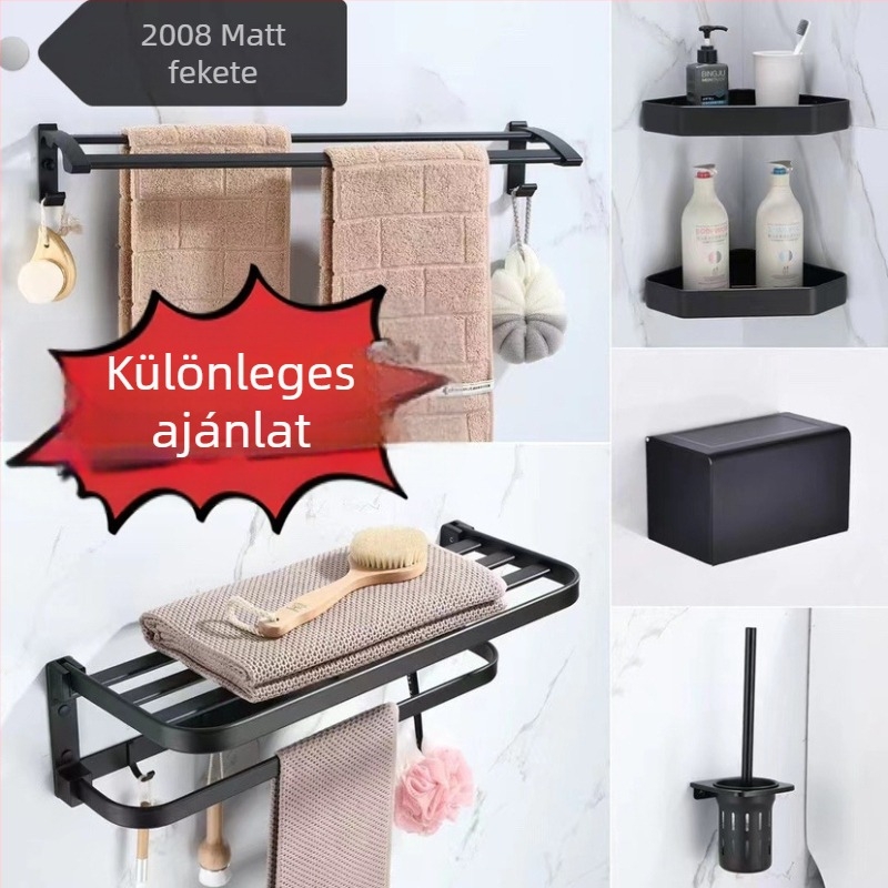 Fürdőszobai törölközőtartó - alumíniumötvözet, spray bevonattal, modern minimalista stílus, Baomu márka, származás Yuyao, Zhejiang