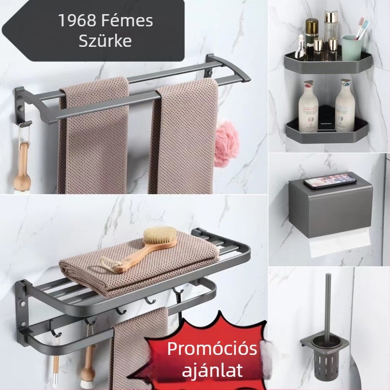 Fürdőszobai törölközőtartó - alumíniumötvözet, spray bevonattal, modern minimalista stílus, Baomu márka, származás Yuyao, Zhejiang