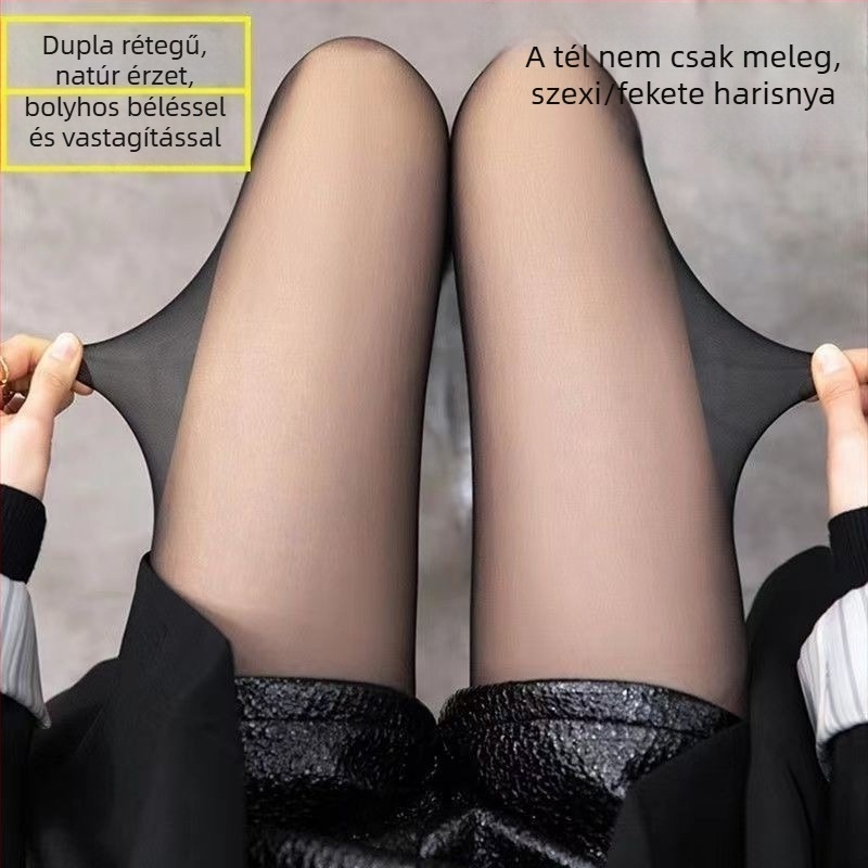 Leválasztható kettős rétegű harisnyanadrág őszi-téli szezonra, szabad lábak érzetével, természetes megjelenés
