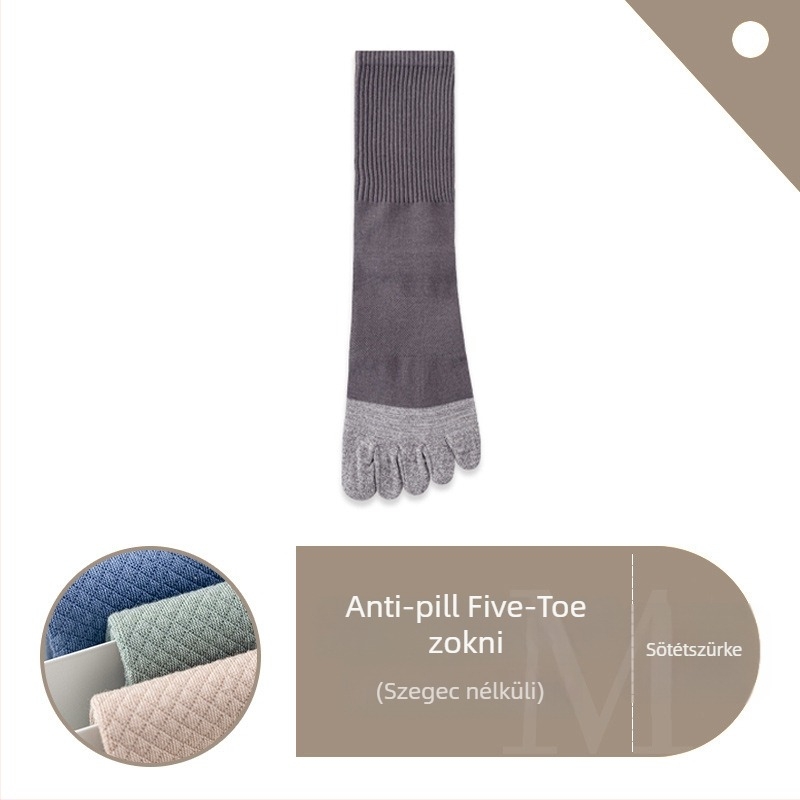 Férfi ötujjú sportzokni középmagas hosszúságú, nedvességelvezető és szagtalanító, pamut 93,4% / spandex 3,7% / nylon 2,9%, színblokkminta