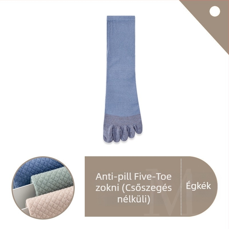 Férfi ötujjú sportzokni középmagas hosszúságú, nedvességelvezető és szagtalanító, pamut 93,4% / spandex 3,7% / nylon 2,9%, színblokkminta