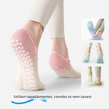Jóga zokni csúszásmentes gradient mintával, rövid cső fazon, 70% pamut, 168 tűvel készített szövés
