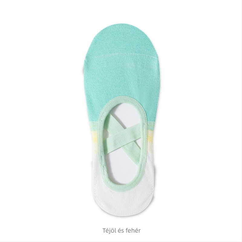 Jóga zokni csúszásmentes gradient mintával, rövid cső fazon, 70% pamut, 168 tűvel készített szövés