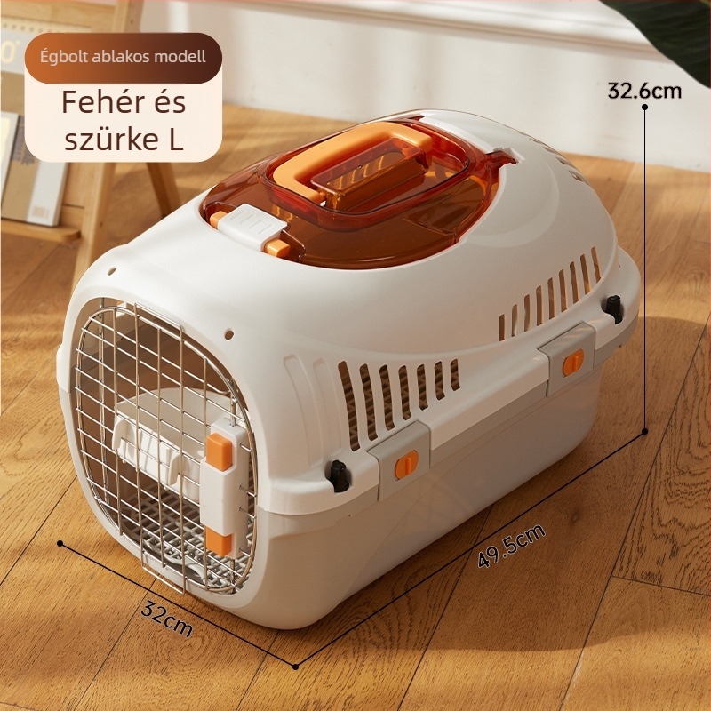 Macska- és kiskutyák szállító doboza - Leemelhető, mosható PP anyagból, egyszínű, 3–5 kg testsúlyú állatok számára