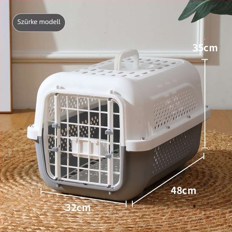 Macska- és kiskutyák szállító doboza - Leemelhető, mosható PP anyagból, egyszínű, 3–5 kg testsúlyú állatok számára