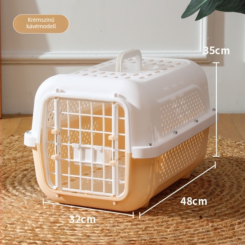 Macska- és kiskutyák szállító doboza - Leemelhető, mosható PP anyagból, egyszínű, 3–5 kg testsúlyú állatok számára