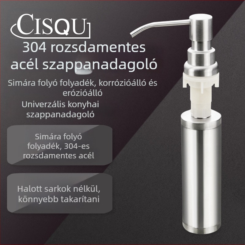 Konyhai mosogató mosószappan adagoló, rozsdamentes acél, modern minimalista stílus, általános célú, CISQU