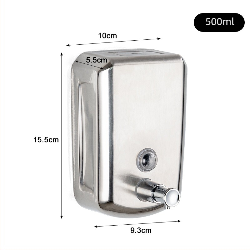 Fali szappanadagoló kézi nyomású működéssel, rozsdamentes acél 304, polírozott felület, pajzs alakú forma