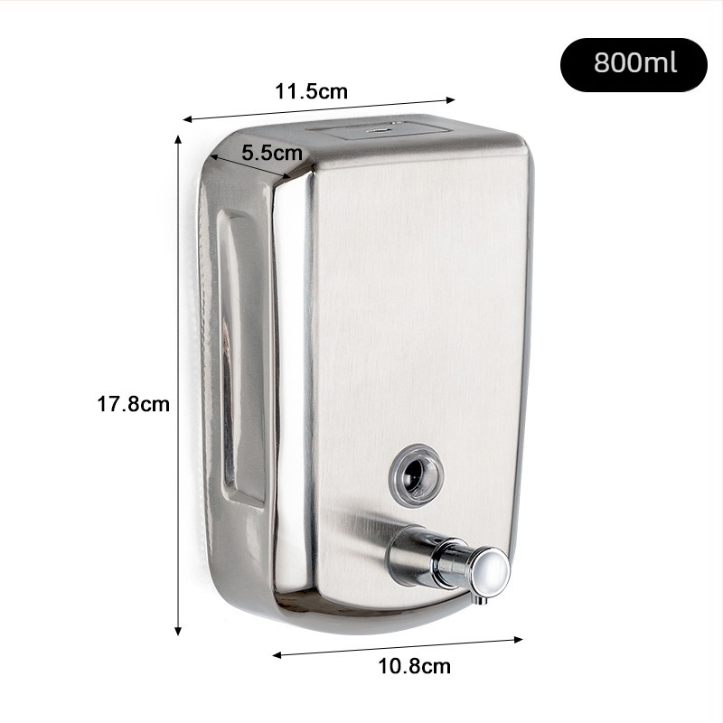 Fali szappanadagoló kézi nyomású működéssel, rozsdamentes acél 304, polírozott felület, pajzs alakú forma