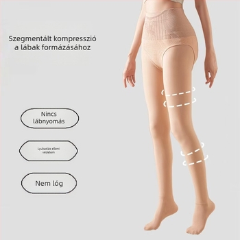 Fényes, magas derekú haskontrollos harisnyanadrág fleece-belelt, természetes hatás, ősz-tél