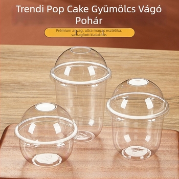 Bobo Cup PET műanyag pohár fedővel, villa és kanál, matricaszett, logó nyomtatás elérhető