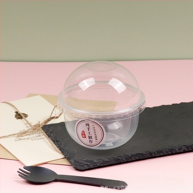 Bobo Cup PET műanyag pohár fedővel, villa és kanál, matricaszett, logó nyomtatás elérhető