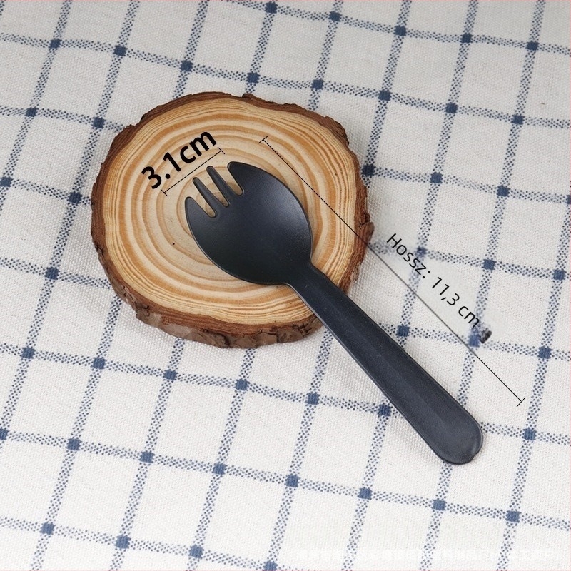 Bobo Cup PET műanyag pohár fedővel, villa és kanál, matricaszett, logó nyomtatás elérhető