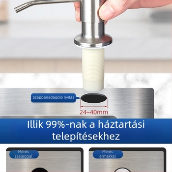 Rozsdamentes acél konyhai mosogatószer-adagoló hosszabbítócsővel, modell TS-SD007-1G, 0.4 kg