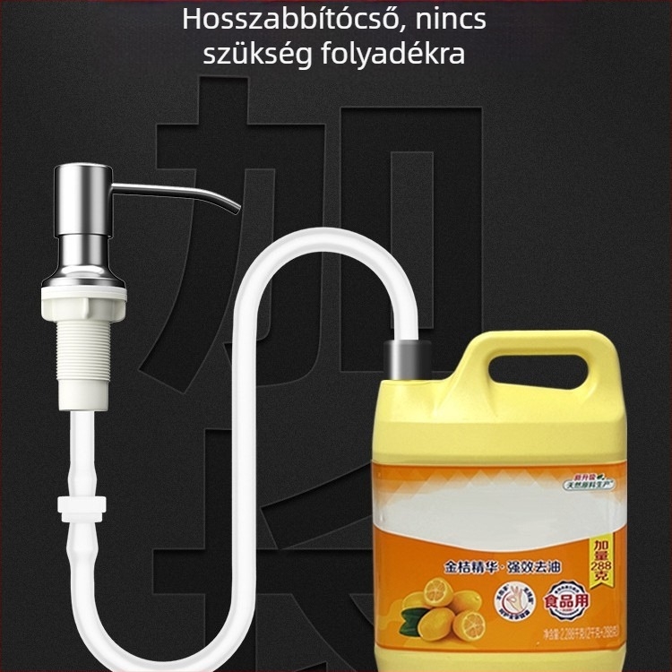 Rozsdamentes acél konyhai mosogatószer-adagoló hosszabbítócsővel, modell TS-SD007-1G, 0.4 kg