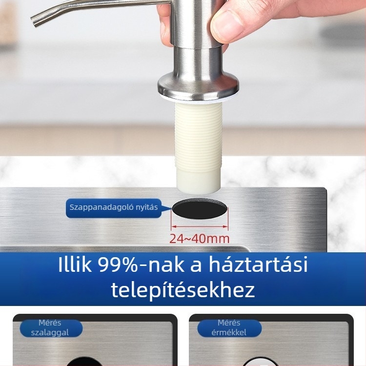 Rozsdamentes acél konyhai mosogatószer-adagoló hosszabbítócsővel, modell TS-SD007-1G, 0.4 kg