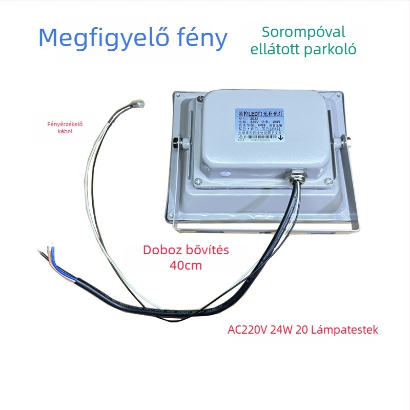 LED kiegészítő világítás megfigyelőkamerákhoz út- és parkoló területeken — IP66, 12V/AC24V/AC220V, 15–100W, 2400–4200 lm