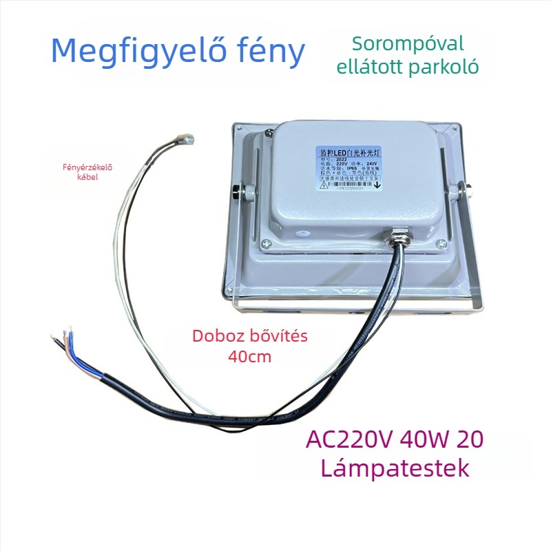 LED kiegészítő világítás megfigyelőkamerákhoz út- és parkoló területeken — IP66, 12V/AC24V/AC220V, 15–100W, 2400–4200 lm