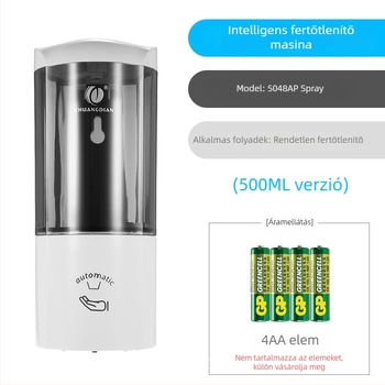 Automata szenzoros kézfertőtlenítő adagoló, falra szerelhető, ABS anyag, CE tanúsítvány, tömeg 420 g